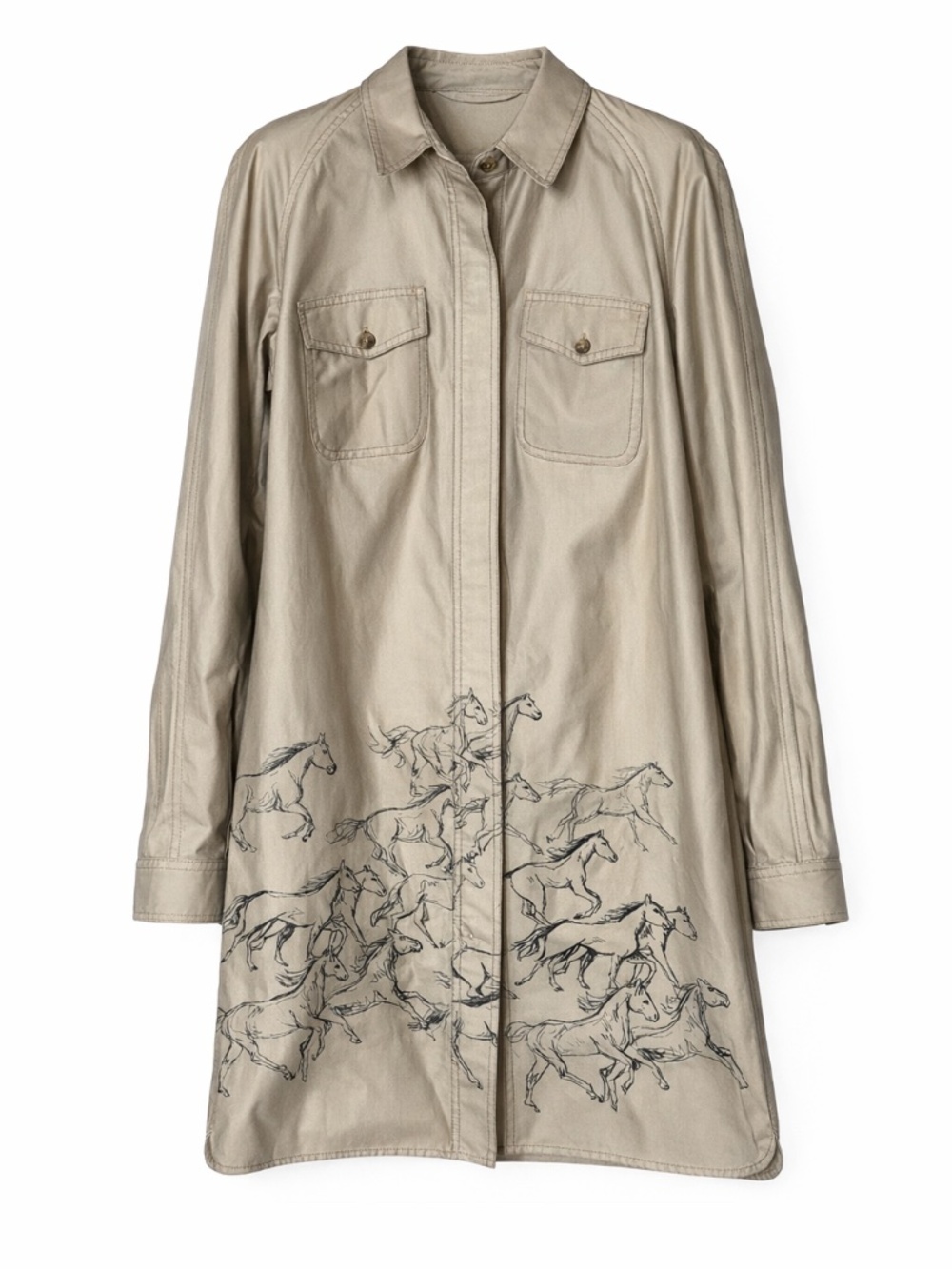 Maeve Horse Print Shirt Dress Button Front Western Equestrian Sz 4